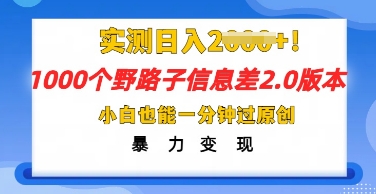 2025抖音1000个野路子信息差最新玩法,一分钟过原创,暴力变现月入几k-创业联盟