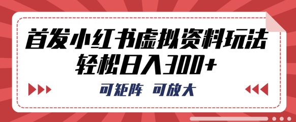 首发小红书虚拟资料玩法，可矩阵，可放大，轻松日入3张-创业联盟