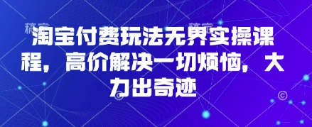 淘宝付费玩法无界实操课程,高价解决一切烦恼,大力出奇迹-创业联盟