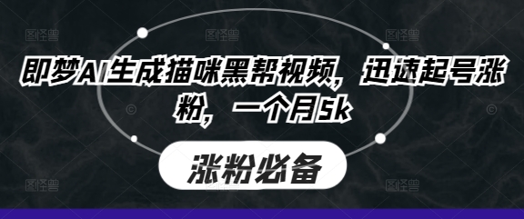 即梦AI生成猫咪黑帮视频,迅速起号涨粉,一个月5k-创业联盟