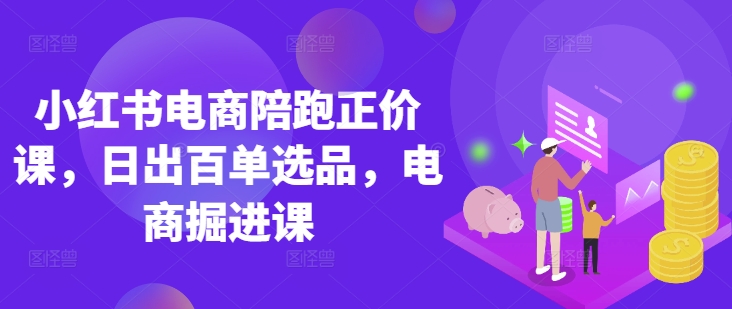 小红书电商陪跑正价课,小红书官方认证电商讲师教学,日出百单选品,电商掘进课-创业联盟