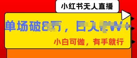 小红书无人直播,纯小白可做,有手就行,单场直播销售额破8w-创业联盟