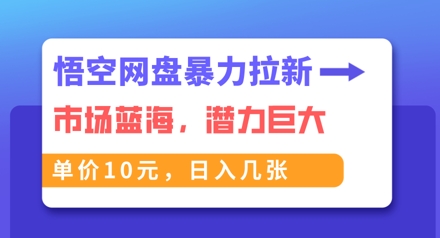 悟空网盘暴力拉新:一单10元,市场空白,日入几张-创业联盟