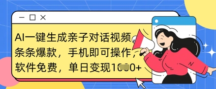 AI一键生成亲子对话视频,条条爆款,一部手机即可操作,单日变现数张-创业联盟