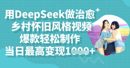 用DeepSeek做治愈乡村怀旧风格视频,爆款轻松制作,当日最高变现多张-创业联盟